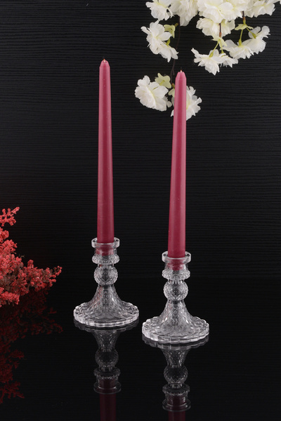 Genel Markalar HANE 2'li Cam Şamdan Küçük Dekoratif Krıstal Görünümlü Mumluk ...