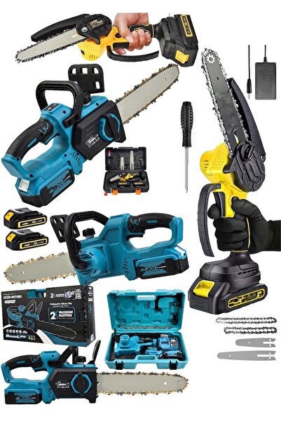 SCHUTZENGER 2'li Set 598 Vf Şarjlı F13000 Bakır Sargı Ağaç Odun Kesme Dal Bud...