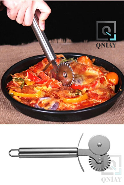 QNİAY عجينة الروليت الفولاذية العملية، البيتزا، سكين قطع المعجنات برأسين، مشك...