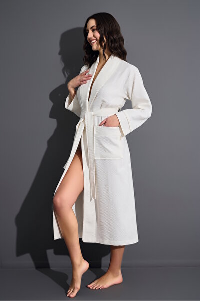 Nuşa Chain Pattern Pique Bambo Cotton Dressing Gown