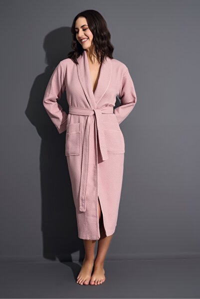 Nuşa Chain Pattern Pique Bambo Cotton Dressing Gown