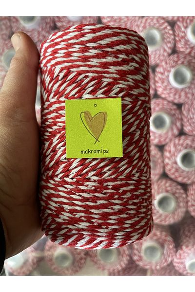 Makromİps MACROME (200 gr) PACKAGING DECORATION GIFT KNITTED HOBBY TWO COLOR ROPE