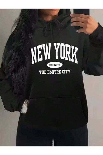 SUNFREE Суитшърт New York Empire - Черен, дебел, с принт