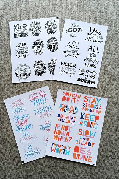 Mona Craftist مجموعة ملصقات تحفيزية مكونة من 32 قطعة، مجموعة ملصقات عبارة Bullet Journal للكمبيوتر المحمول Thermos Scrapbook