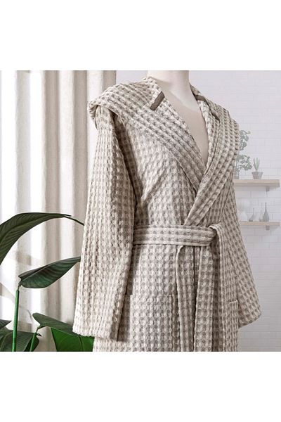 Taç Casual Βαμβακερό Μπουρνούζι Βάφλα Stone L/XL