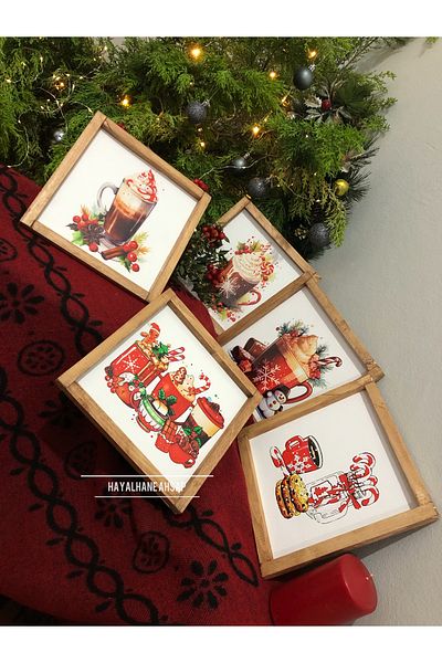 HAYALHANE AHŞAP Комплект за маса с червени чаши