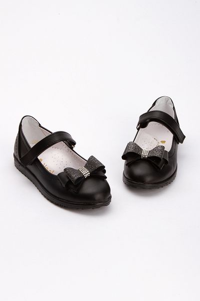 Sare Çocuk Giyim Balerini pentru copii Sparkly Bow, cu talpă anti-alunecare, negru mat