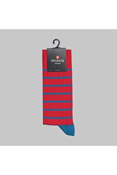 Sarar İNTERVIEW ÇİZGİLİ DESENLİ ÇORAP-KIRMIZI - 41-43