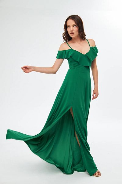 WOMAN VISION Rochie de damă cu design cu guler, cu bretele flexibile din țesătură creponată, cu volan pe piept582190