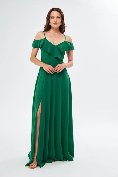 WOMAN VISION Rochie de damă cu design cu guler, cu bretele flexibile din țesătură creponată, cu volan pe piept582190