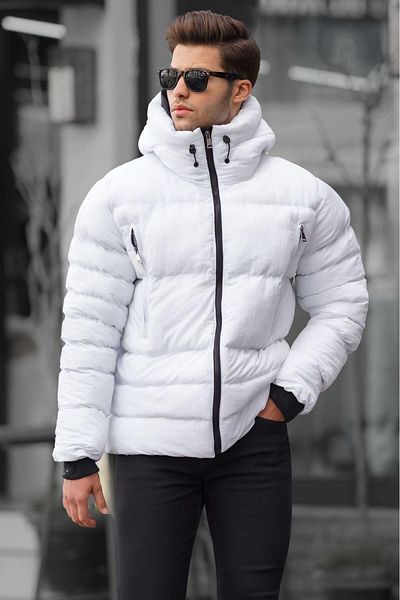 White Men s Winter Jackets Warm and Stylish Trendyol
