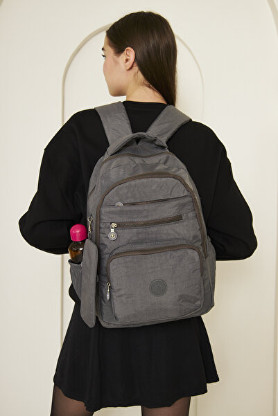 MUBO Original Water-Resistant Crinkle Fabric Large Size School Bag with 2 Water Bottle Compartments (Daily, College)