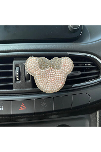 Blingston معطر هواء للسيارة بمشبك تنفيس من كريستال ستون باندا بليكسي فضي وردي