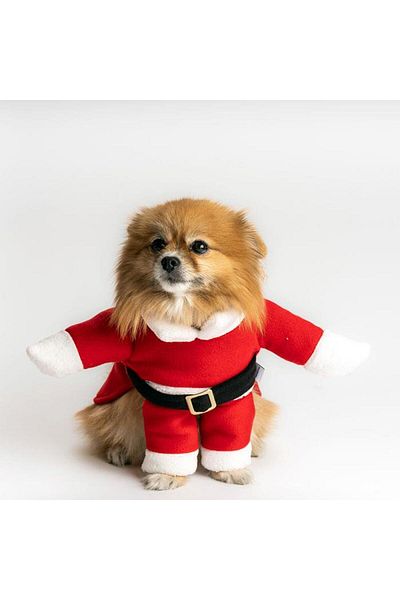 MAX DESİGN Santa Claus Costume Suitable For Medium Race Dogs Fleece Bust61-66cm Back56cm 2XLarge