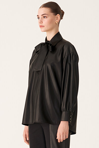 Perspective Ilsa Regular Fit Hemdkragen Standardgröße Schwarzes Damenhemd