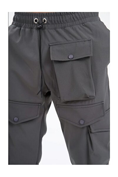 İkao Beli Lastikli Çok Cepli Klasik Kesim Kargo Pantolon
