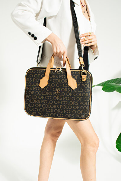 ImPolo Joyce ЧорнийКамелЕмперім Принт Унісекс Нетбук І Документ Сумка 28x37 Розмір