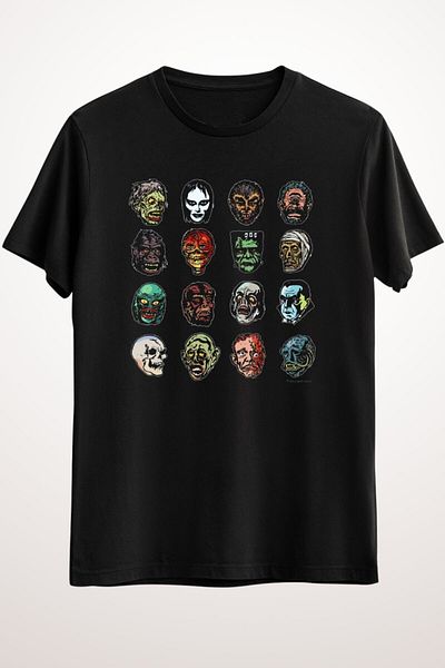 Pisa Art Unisex Μαύρο T-Shirt Ταινία τρόμου Monster Masks (ΧΡΩΜΑ)