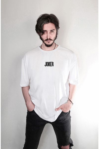 Pisa Art Τζόκερ Ταινία Hahaha Written Μπροστινή-πίσω Πλευρά Σχέδιο Τυπωμένο μπλουζάκι μεγάλου μεγέθους (unisex)