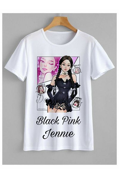 Pisa Art Μπλουζάκι με προσαρμοσμένη εκτύπωση Black Pink Jennie