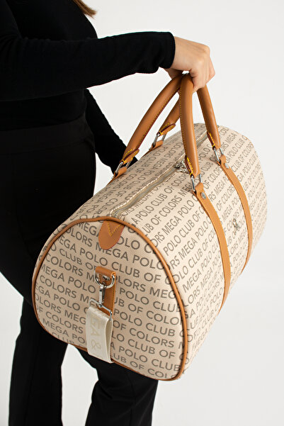 MEGA ÇANTA kadın monogram baskılı silindir valiz hostez seyahatçantası