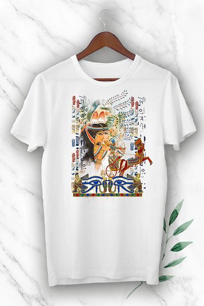 Pisa Art Γυναικείο λευκό μπλουζάκι με στάμπα αρχαίας Αιγύπτου