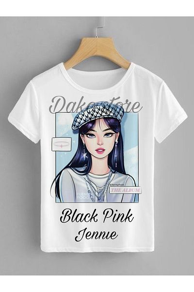 Pisa Art Παιδικό μπλουζάκι Black Pink Jennie Special Print