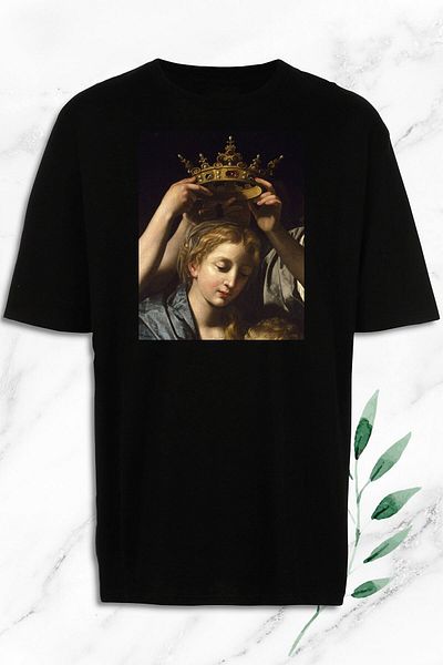 Pisa Art Μαύρο μπλουζάκι με στάμπα Oversize Art Bartolomeo Cavarozzi