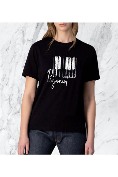 Pisa Art Unisex Γυναικεία Πιανίστρια / Κανονικό μπλουζάκι με στάμπα πιάνου