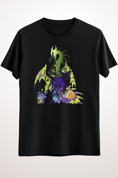 Pisa Art Unisex Μαύρο T-Shirt Maleficent Dragon Silhouette