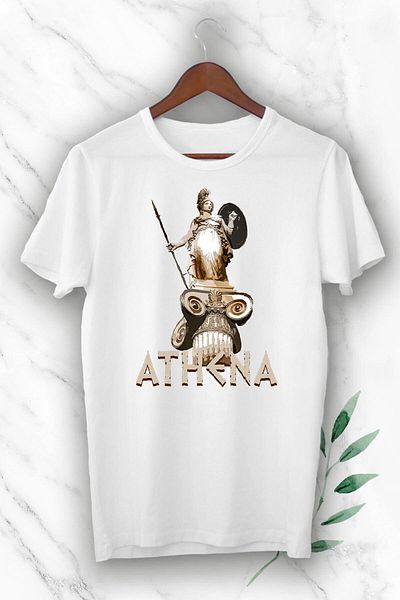 Pisa Art Unisex Λευκή Μυθολογία Θεά της Ειρήνης Αθηνά με στάμπα μπλουζάκι