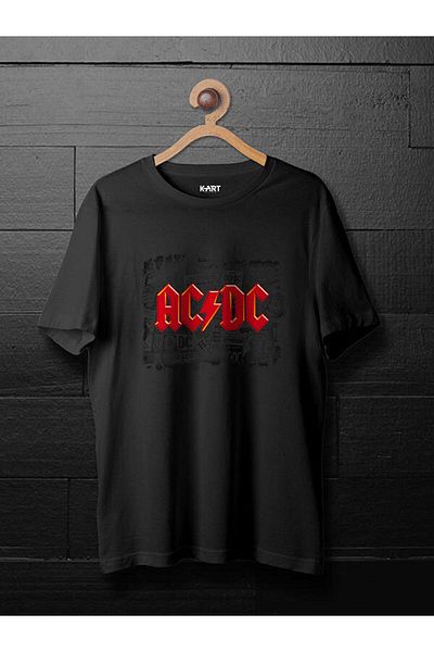 Pisa Art Μαύρο μπλουζάκι Unisex με σχέδιο K-art Ac Dc