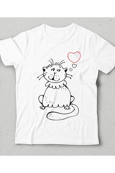 Pisa Art Tricou alb pentru copii Love Cat