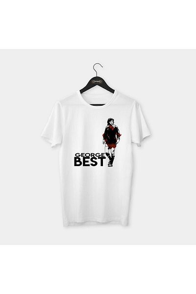 Pisa Art George Best - Σειρά Special Drawing Design Legends, χτενισμένο βαμβακερό μπλουζάκι