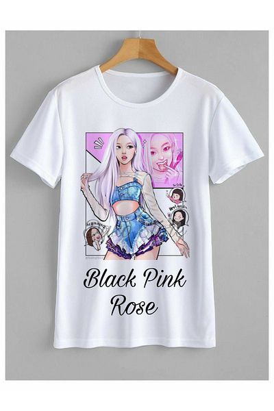 Pisa Art Μπλουζάκι με προσαρμοσμένη εκτύπωση Black Pink Rose