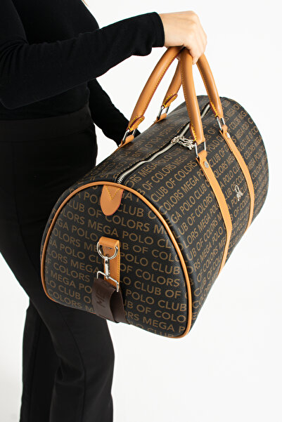 MEGA ÇANTA kadın monogram baskılı silindir valiz hostez seyahatçantası