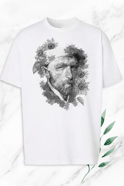 Pisa Art Unisex Oversize Art Vincent Van Gogh εμπριμέ λευκό μπλουζάκι