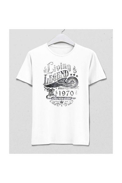 Pisa Art Λευκό μπλουζάκι γενεθλίων Living Legend 1970