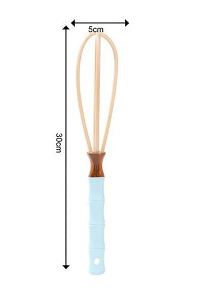 Kalsiyum Mood Practical Bamboo Beater - Silicone Handle, Kitchen Egg Beater