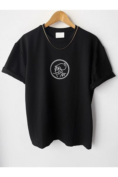 Pisa Art Ανδρικό μπλουζάκι Oversize με στάμπα από βαμβακερό λαιμό και κοντό μανίκι