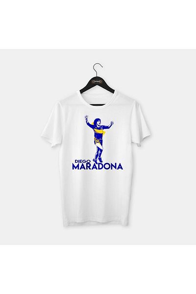 Pisa Art Diego Maradona (boca Juniors) - Σειρά θρύλων σχεδίασης προσαρμοσμένης σχεδίασης, χτενισμένο βαμβακερό μπλουζάκι
