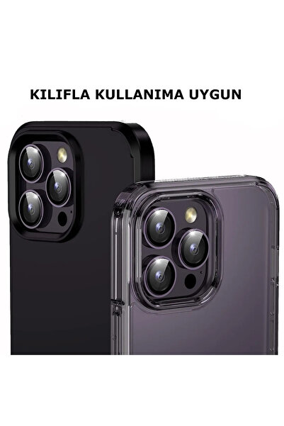 HyperAge Iphone 14 Pro Max & 14 Pro Uyumlu Alüminyum Alaşım 9h Temperli Kamera Koruyucu Altın [3'lü Set]