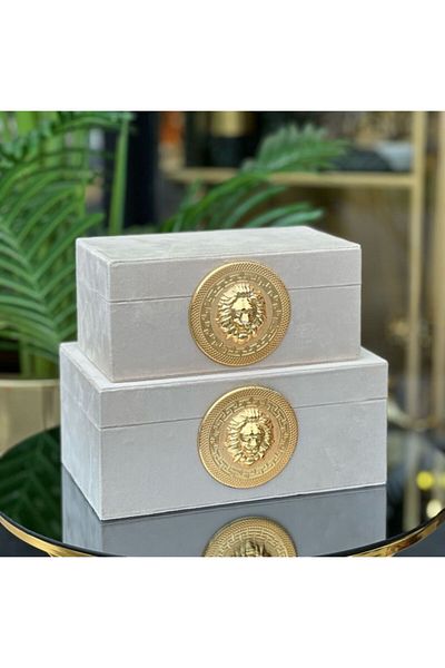 PELLE DESİGN 2 Pieces Suede Box Decorative