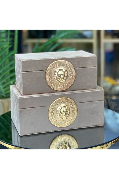 PELLE DESİGN 2 Pieces Suede Box Decorative
