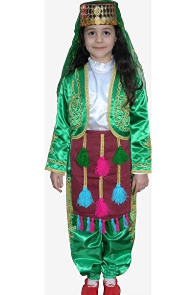DilekKostüm Yeşil Ördek Kostümü Bolu Kız Çocuk Kıyafeti Folklör Halk Oyunu