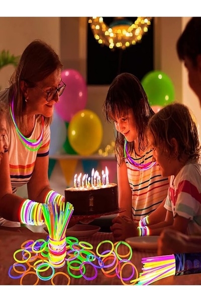 Greathings 50 Adet Çubuk 50 Adet Bağlantı Neon Fosforlu Çubuk Konser Parti Eğlence Çubukları 12 Saat Parlaklık