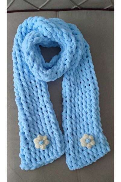 BODUR EMBROIDERY Atkı Puffy %100 El Örgüsü Yeni Model ( Çiçekli 2024 ) Açık M...