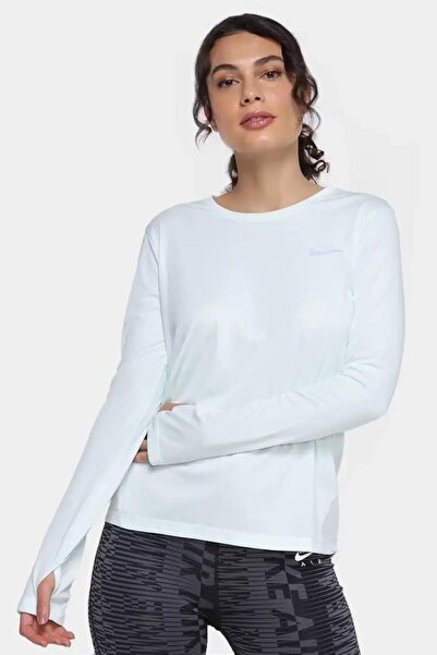 Nike Dri-Fit Miller Running Standard Cut White Women's Sports T-Shirt