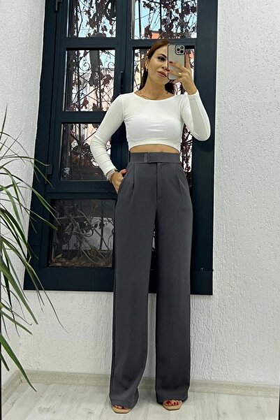 lady special Pantaloni Palazzo din Lycra cu detaliu cu velcro cu centură antr...