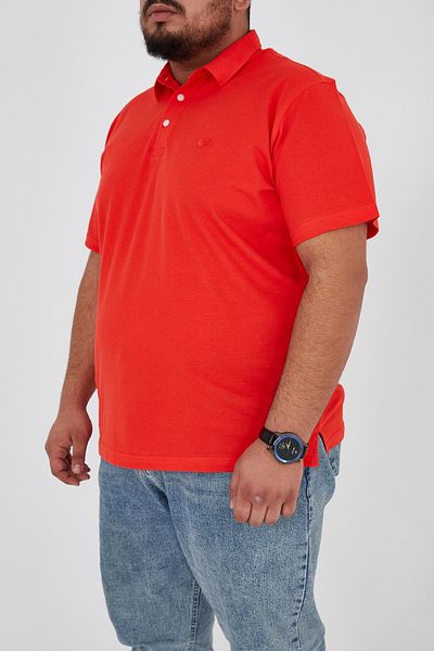 Sporting Men's Red Pique T-shirt - Super Oversize Embroidered, Shirt Collar